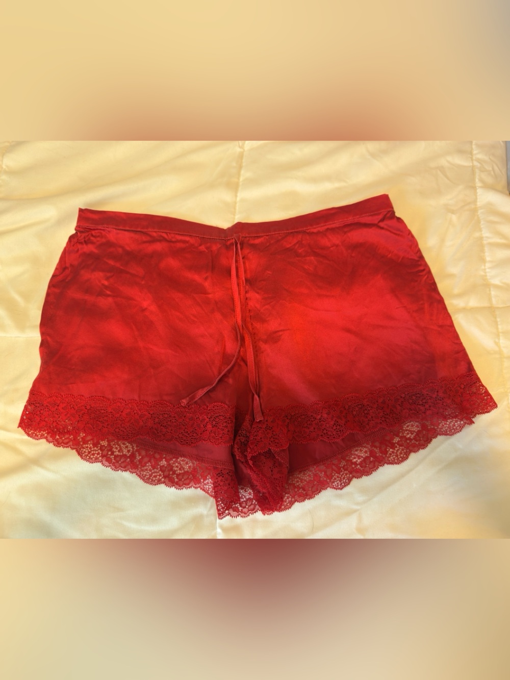 Red Lace-Trim Women's Sleep Shorts